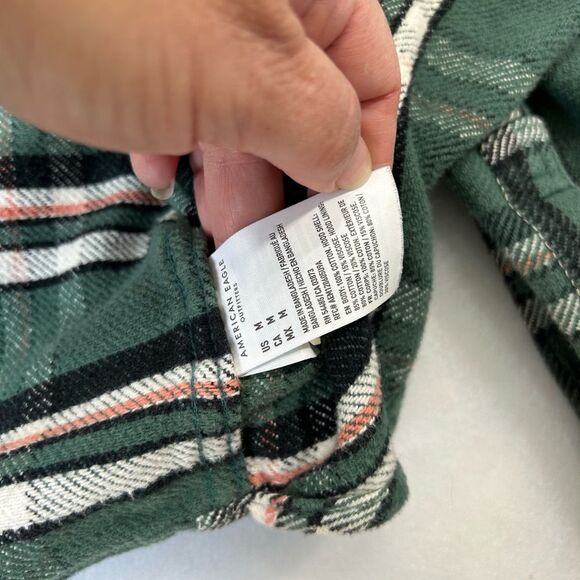 American Eagle Outfitter Green Plaid Shacket Thick Button Up Shirt Men’s Sz M - Picture 3 of 14